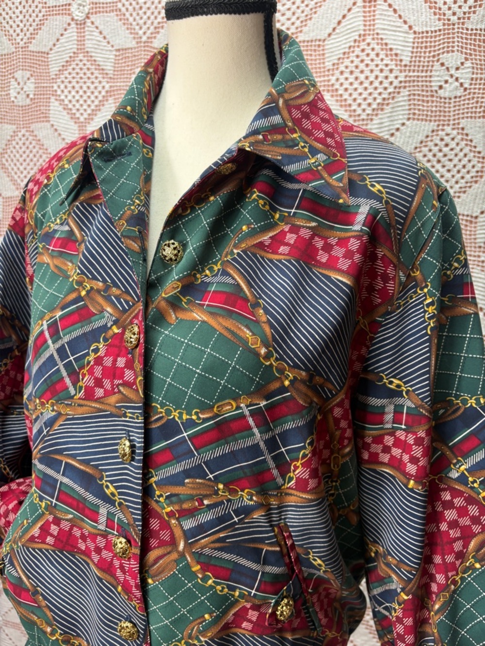 TanJay Petite Printed Jacket | Equestrian Plaid Mix Sz XS - Picture 3 of 13